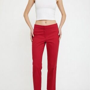 Chicos Straight Leg Ankle Pants Size 0 US Red Cotton Stretch
